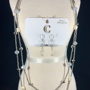 Charming Charlie Faux pearl Necklace/Earring Set